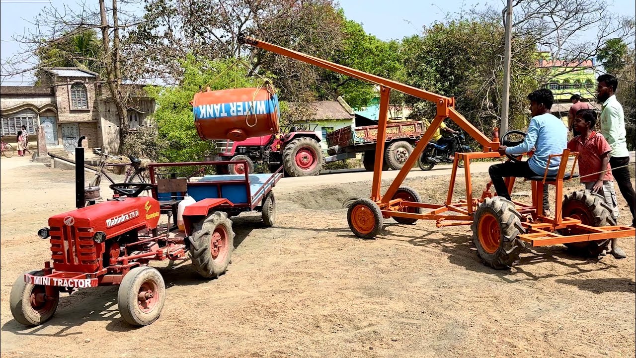 Mini Mahindra Tractor Water Tank Accident on of Road Rescued by ACE Hydra Crane | Mini Tractor
