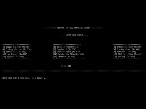 FOOD ORDERING SYSTEM IN C++ WITH SOURCE CODE