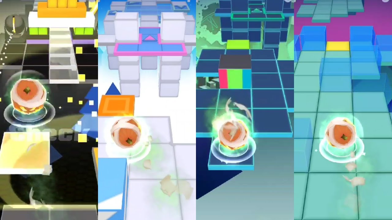 Rolling Sky - 1UP Grey Tetris and Castle in the Tetris, Faded Tetris and Sci-Tetris