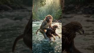 A monkey help a Eagle #shorts #eagle #monkey