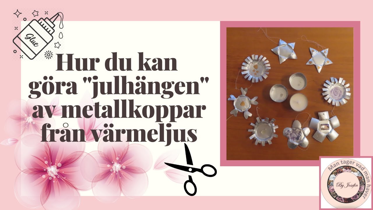 Hur du kan göra julhängen/julgranspynt av metallkoppar från värmeljus till julgran/enris, pyssel