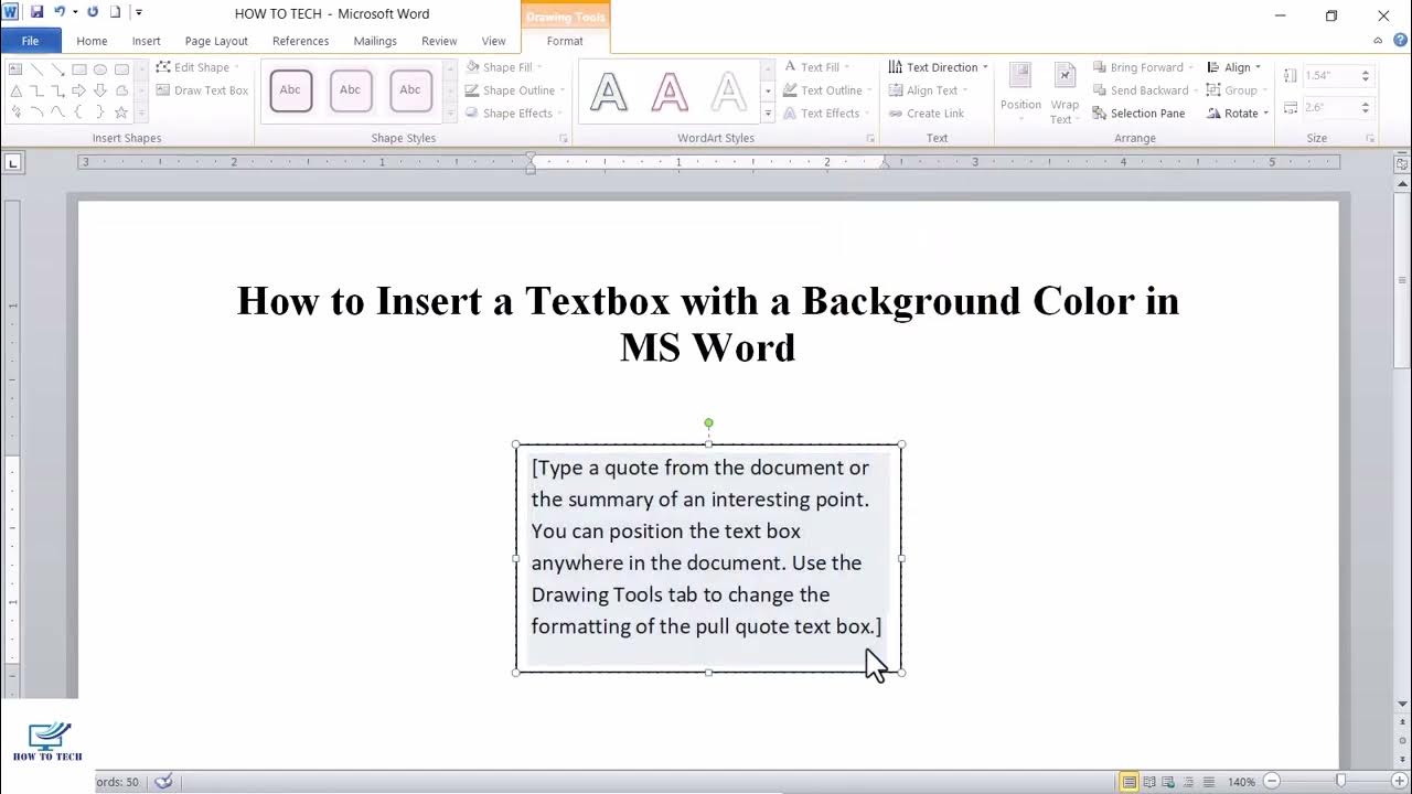 How to Insert a Textbox with a Background Color in MS Word - YouTube