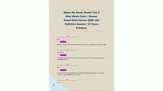 Abeka 9th Grade Health Test 3 Nine Weeks Exam  Newest Actual Exam Review QA with Definitive Answers/