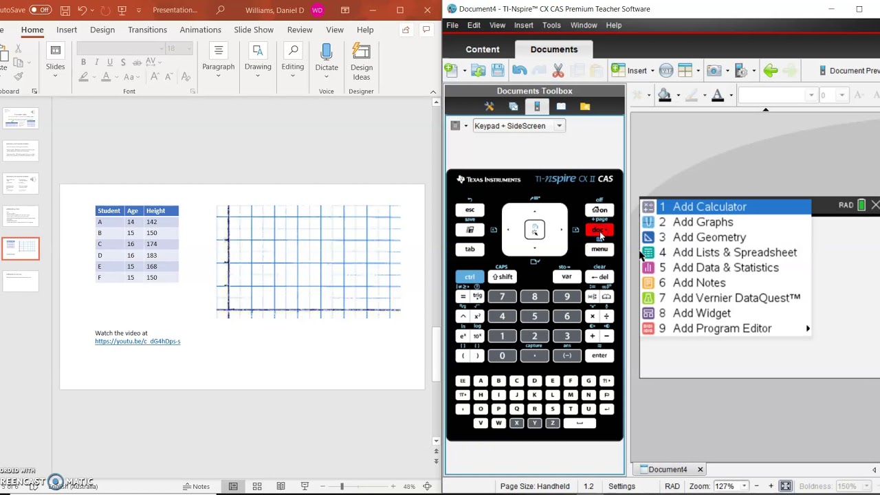 Scatterplots on TI Nspire CAS - YouTube