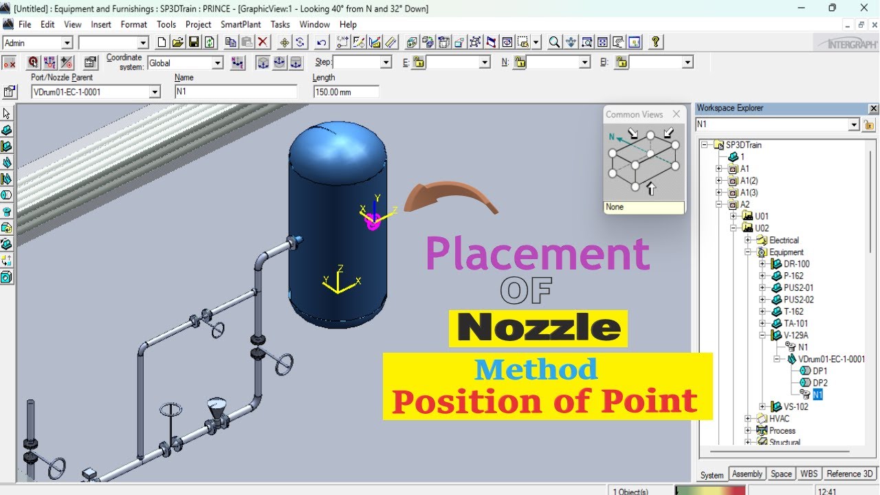 Sp3d Tutorial Extraction Method SP3D Training | Lecture 10 | Place Nozzle By Position of Point Method # ...