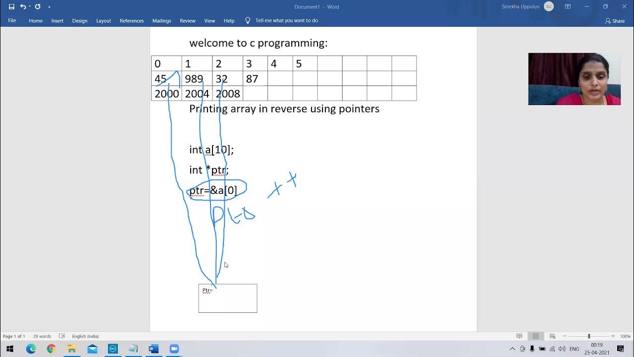 Printing elements of array in reverse order using pointers - YouTube