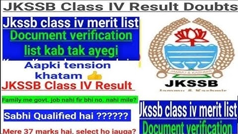jkssb class 4th result // document verification//20no Wala qualified//20wala ki selection hogi
