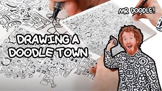 Mr doodle draws a town full of happy characters. the pen is rotring
tikky graphic fine liner. http://mr-doodle.com/
https://www.facebook.com/itsthed...