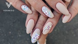 Объемные цветы на ногтях. Маникюр. Дизайн ногтей 80