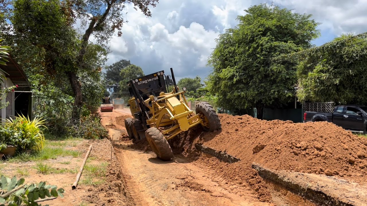 CAT140H VHP PLUS APDเกรดดินได้ฟาสมากครับงานล้มกองและเกรดบดอัด งานขยายไหล่ทางน้ำปลีก-หัวตะพาน EP.1233