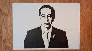 Menggambar Pak JOKOWI menggunakan teknik Stencil Art Drawing