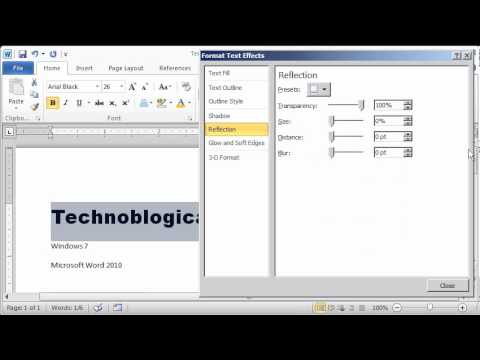 Word 2010: Text Reflection
