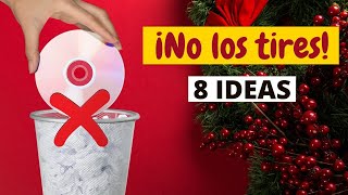 8 Manualidades de Navidad con Cds reciclados (Moldes + Truco)