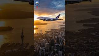 Qatar Airlines New Zealand Skyover Flying Sunset Beautifull view #aviation #fypシ゚viral #a380