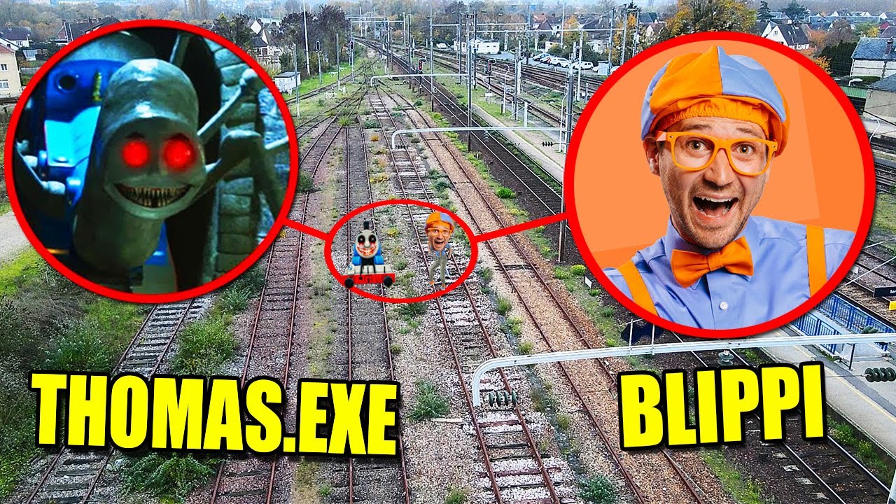 MON DRONE À TROUVÉ BLIPPI ET THOMAS LE TRAIN.EXE DANS LA VRAIE VIE !! BLIPPI  VS THOMAS LE TRAIN !!