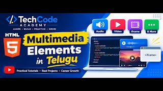 HTML Multimedia Elements in Telugu | Audio, Video, Iframe & More @TechCode-Academy