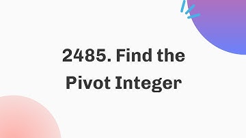 2485. Find the Pivot Integer | March | Java | C++