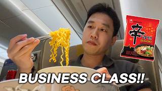 Eating Korean Food at 30,000 Feet! Asiana Airlines Business Class Review screenshot 2