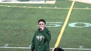 Sam Keith, sophomore , singing anthem Fall 2015 Nashoba Regional High School