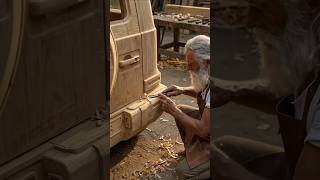 Carving a Golden Mercedes G-Class From Wood💫#shorts #woodworking