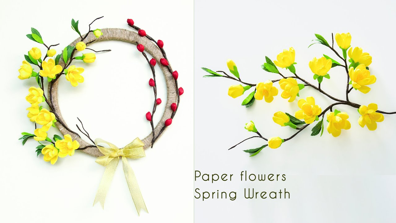 How to make crepe paper flowers easy | spring wreath tutorial | TA Diy ...