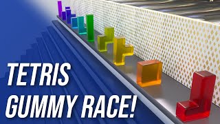 Tetris Gummy Race Softbody Simulation ASMR screenshot 3