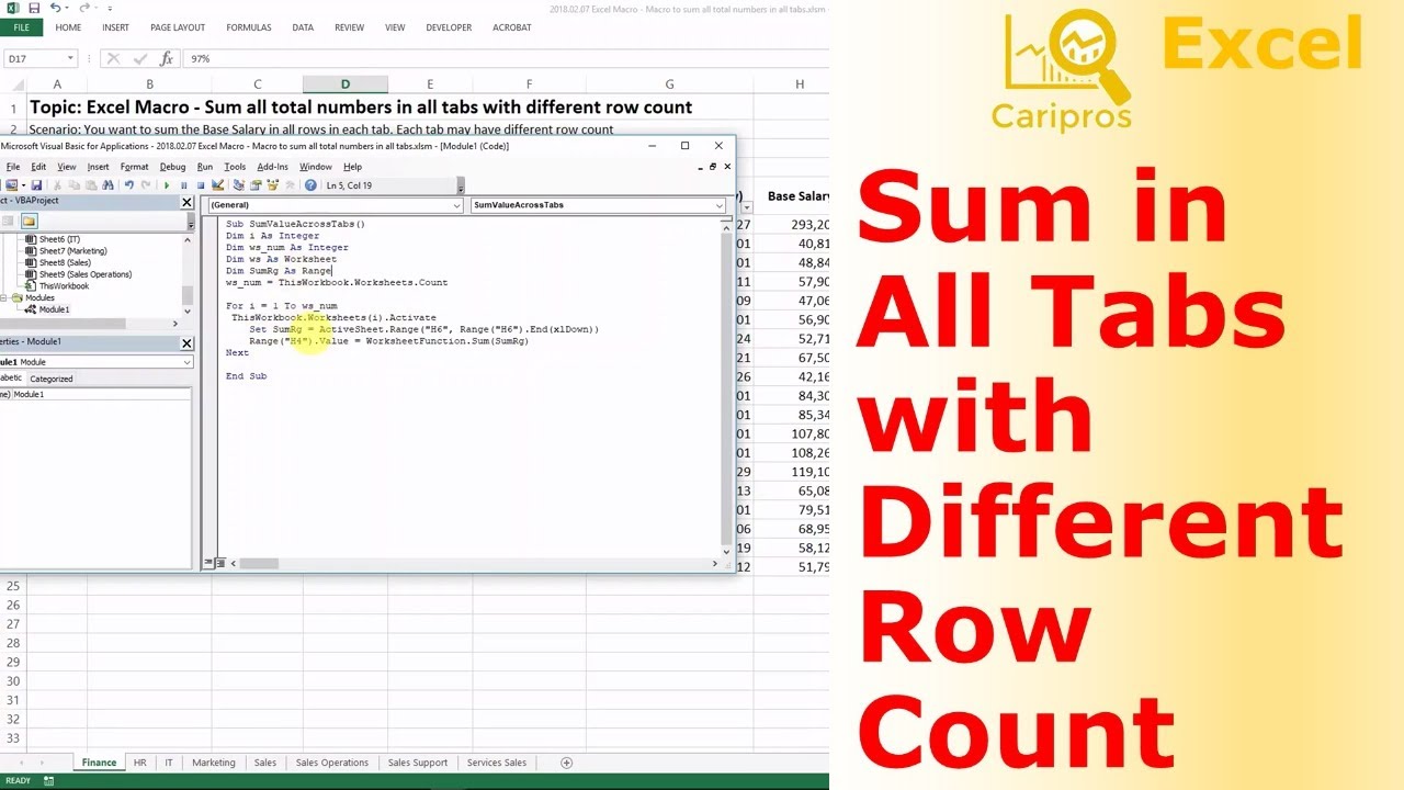 Sum Multiple Cells In Different Worksheets