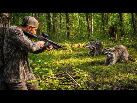 Hunting Aggressive Raccoons with an Arrow Gun!