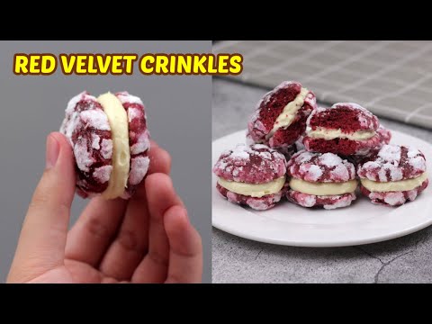 Red Velvet Crinkles with Creamcheese Fillings (Soft and Fudgy)