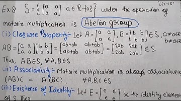 Group Theory| Lecture 15| Example of Abelian Group under matrix multiplication| Theta Classes