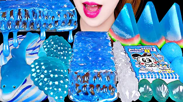 ASMR BLUE FOOD *PEARL HONEY, WATERMELON JELLY, CHALK CANDY DOLPHIN JELLY EATING SOUNDS MUKBANG 먹방