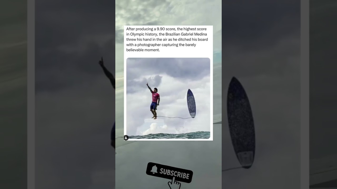 After producing the highest score in Olympic history, Gabriel Medina threw his hand in the air. 