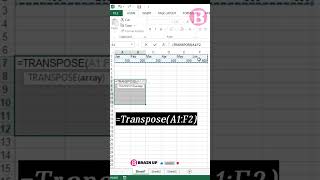 TRANSPOSE Function In Excel @BrainUpp @Excelwalebro