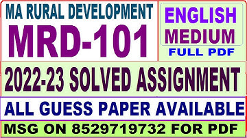 mrd 101 solved assignment 2022-23 / mrd 101 solved assignment in English / ignou mard solved