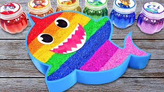 Satisfying Video l How to Mixing Baby Shark Bathtub with Slime & Rainbow Glitter Cutting ASMR