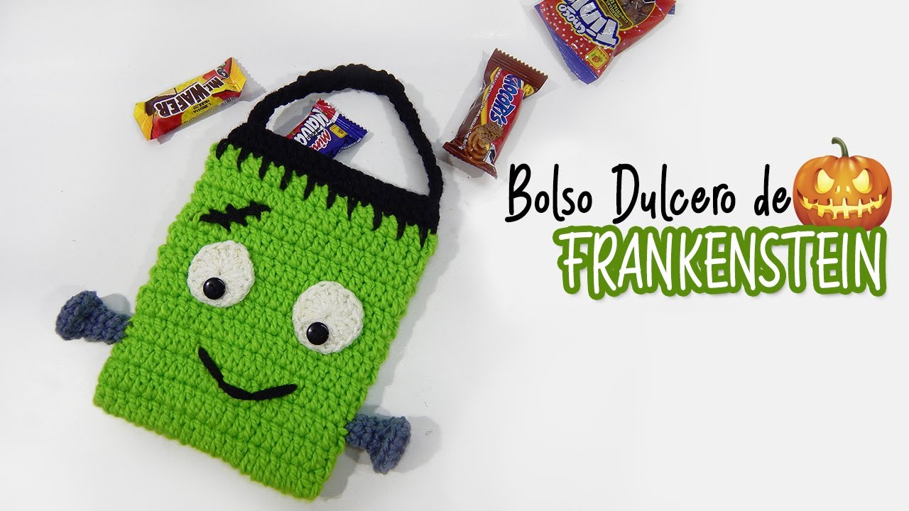 Bolsa de Frankenstein DULCERO TEJIDO A CROCHET - Especial Halloween