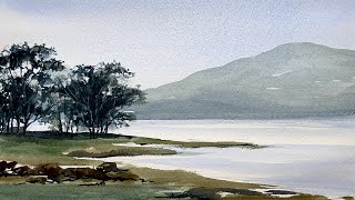 Paint A LOOSE Watercolour IRISH Landscape PAINTING Mountains & Lake with HOT PRESS PAPER! Tutorial