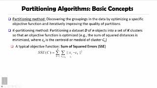 Cluster Analysis in Data Mining   3.1 Partitioning Based Clustering Methods