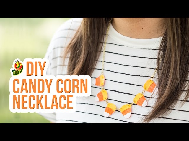 Candy Corn Pendant with Ribbon Necklace