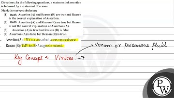 Directions: In the following questions, a statement of assertion is followed by a statement of r...