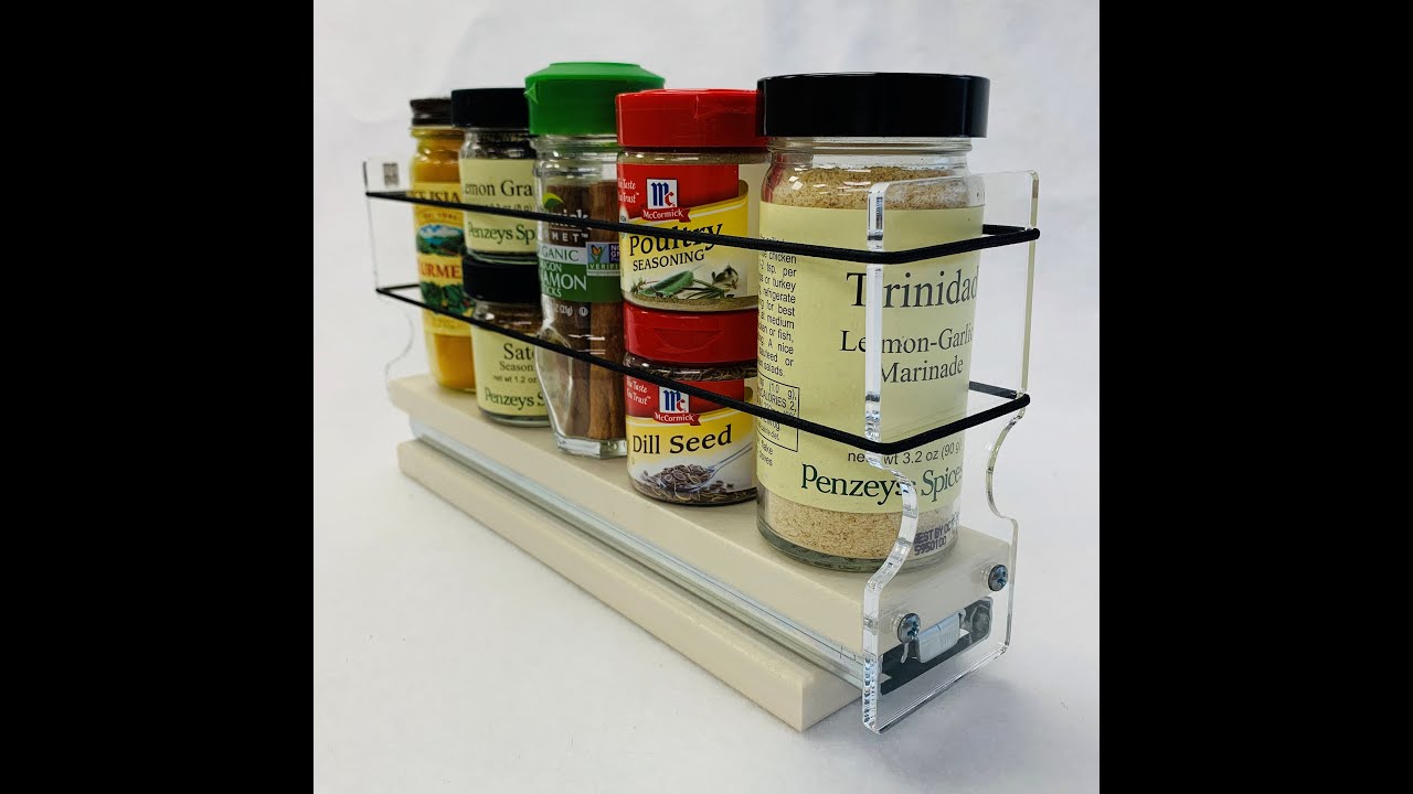 Vertical Spice 2x1x18 Spice Rack Drawer, Cream, 8 Jar Capacity with Flex-Sides, Sliding, Pullout