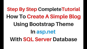 How To Create A Blog Website In asp.net with c# 4.6.1 SQL Server