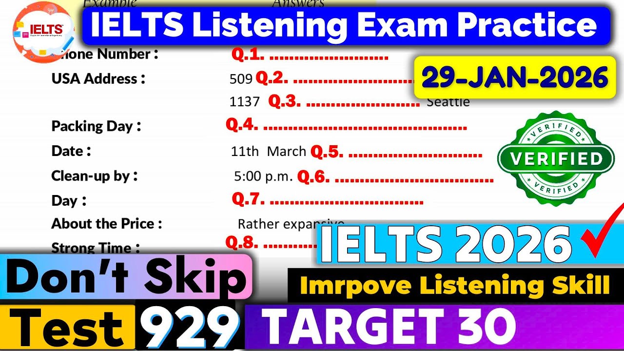 IELTS Listening Practice Test 2026 with Answers | Recent Exam - 29.01. ...