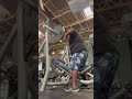 Redemption exercise 145 Olympic barbell upright rows from bench press station.