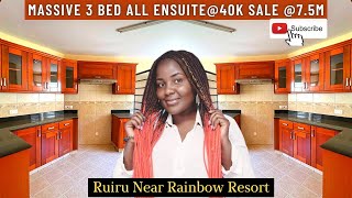 INSIDE A 3 BED ALL EN-SUITE APARTMENT @40k per month For Sale @7.5M Near RAINBOW RESORT  RUIRU ❤?