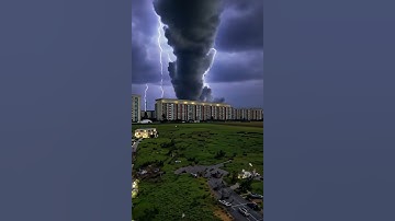 Tornado with lightning, hurricane