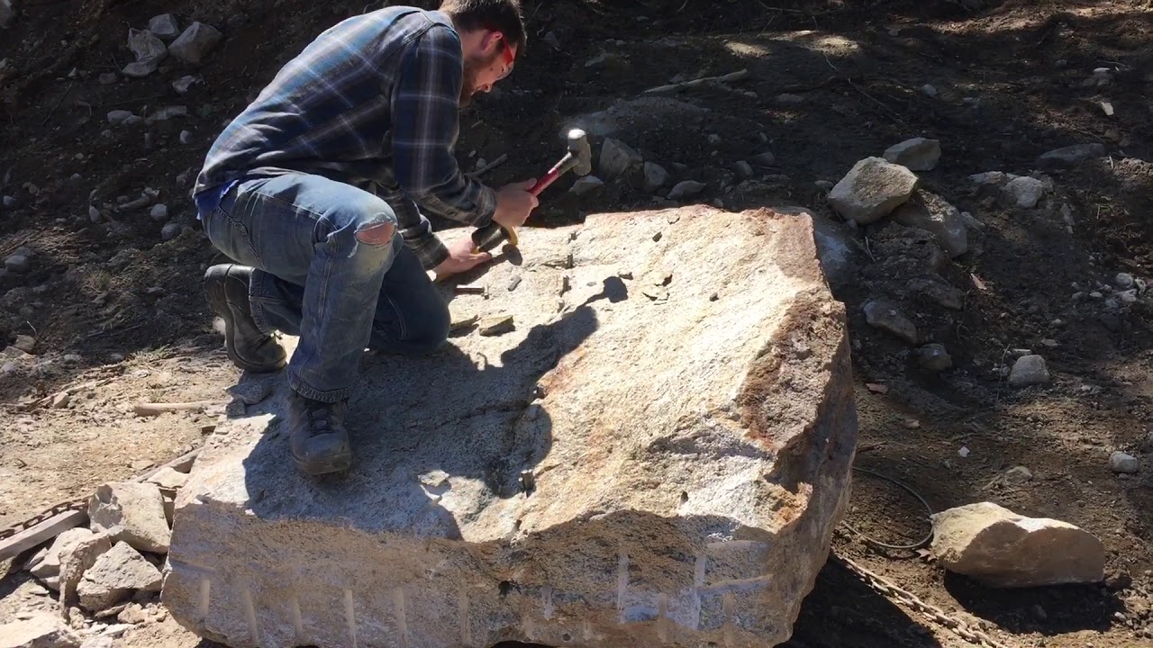 Splitting a Granite Boulder by Hand