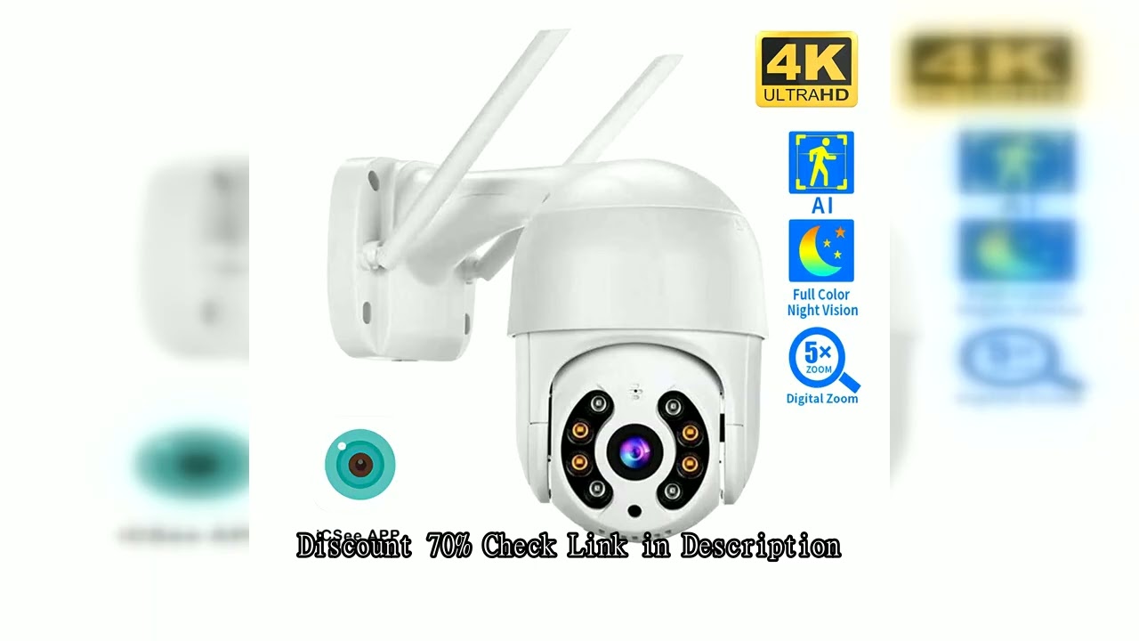 8MP 4K Wireless PTZ Camera HD 1080P Color Night Vision Wifi IP Camera Outdoor 5MP Ai Auto Tracking C