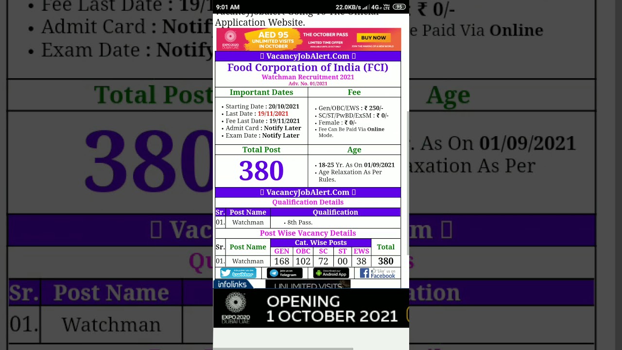 FCI HARYANA WATCHMAN ONLINE FORM 2021 