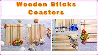 Home Decor : Ice Cream Sticks Summer Theme Coasters with Seashells / Flowers / Beads